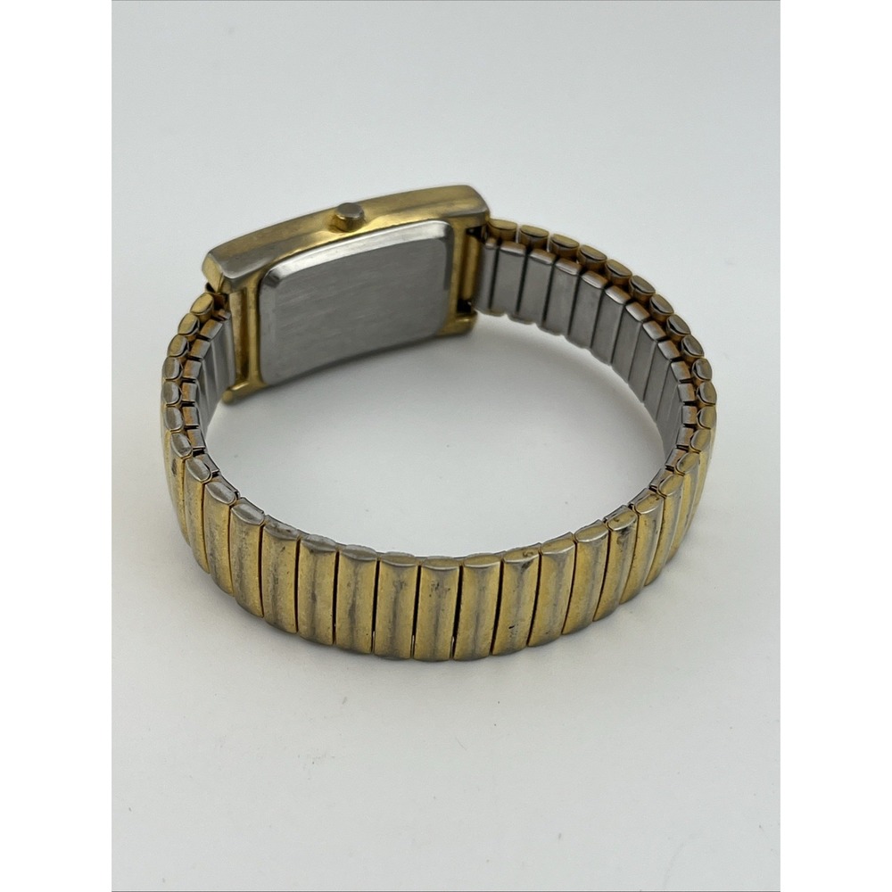 Vivani Tank Watch Women 21mm Case Gold Stretch Band- New Battery - Picture 6 of 8